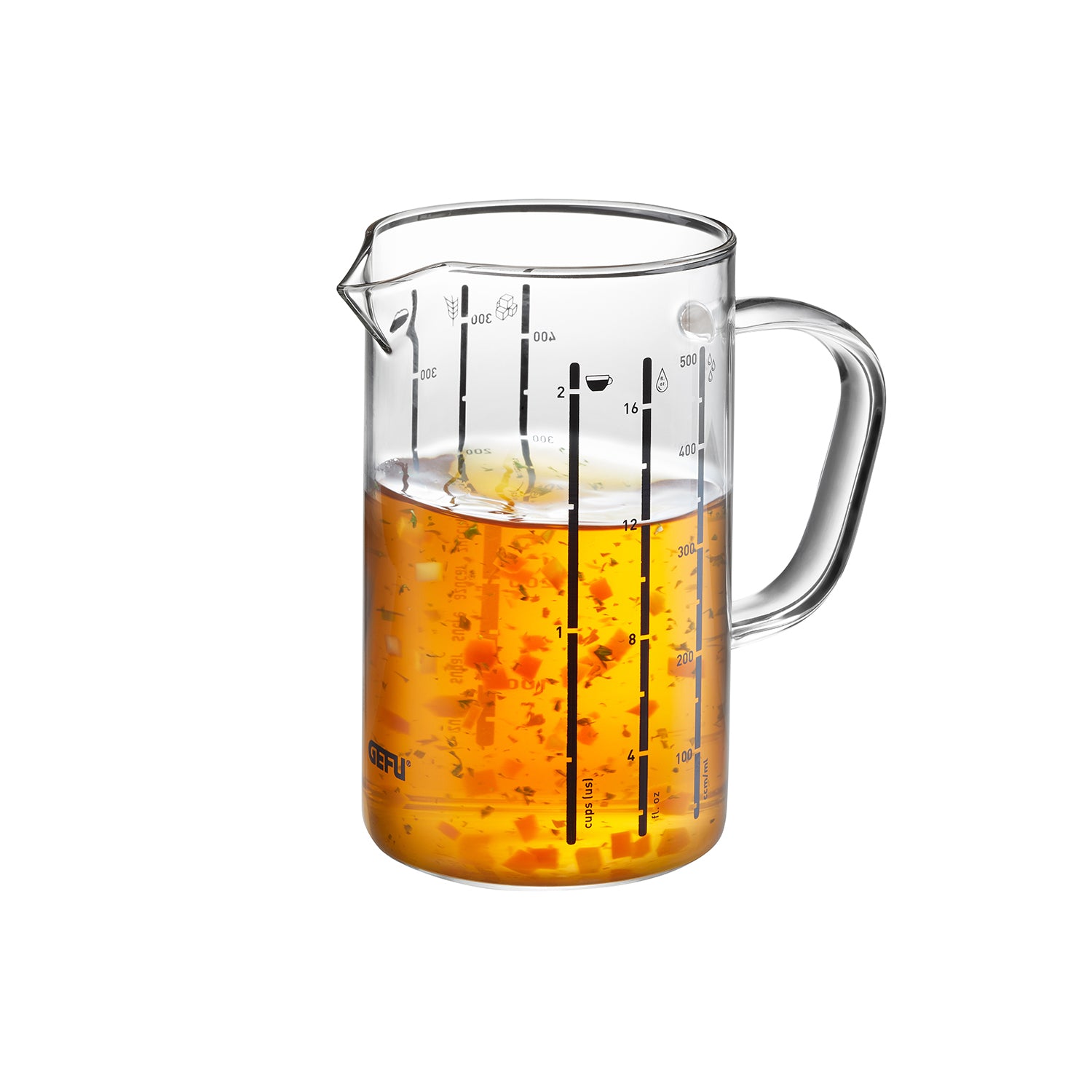 GEFU Messbecher METI mit 0,5 L Volumen gefüllt mit Dressing