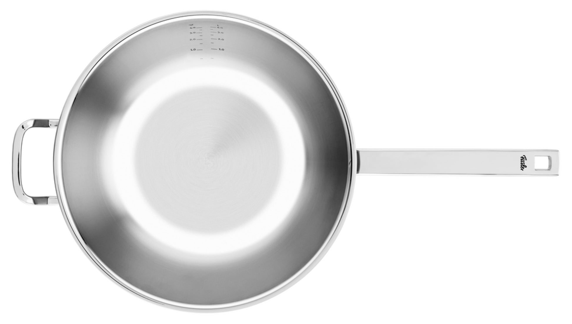 Integrierte Messkala in Edelstahl-Wok der Fissler Serie Original-Profi Collection®