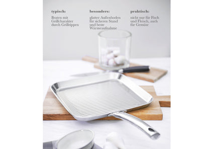 Edelstahl-Grillpfanne mit Grillrippen der Schulte-Ufer Serie Skagen