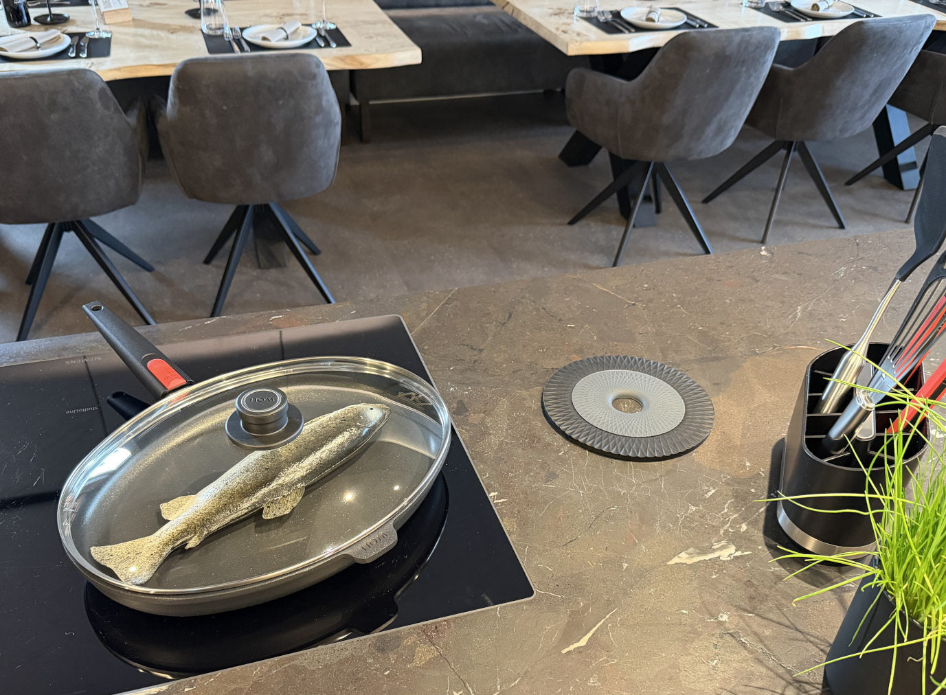 Fischpfanne mit Deckel der Woll Serie Nowo Titanium