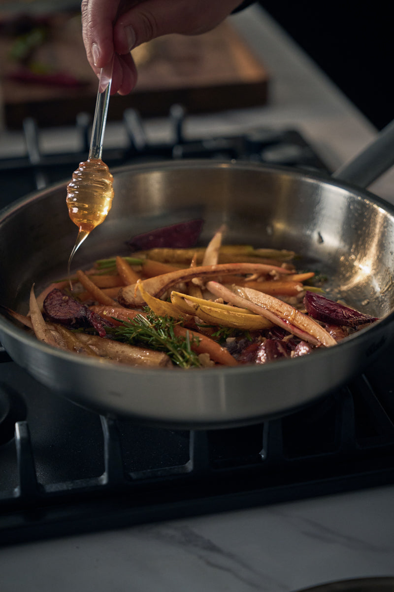 Fissler Edelstahlpfanne, Serie OPC mit Hochraumdeckel