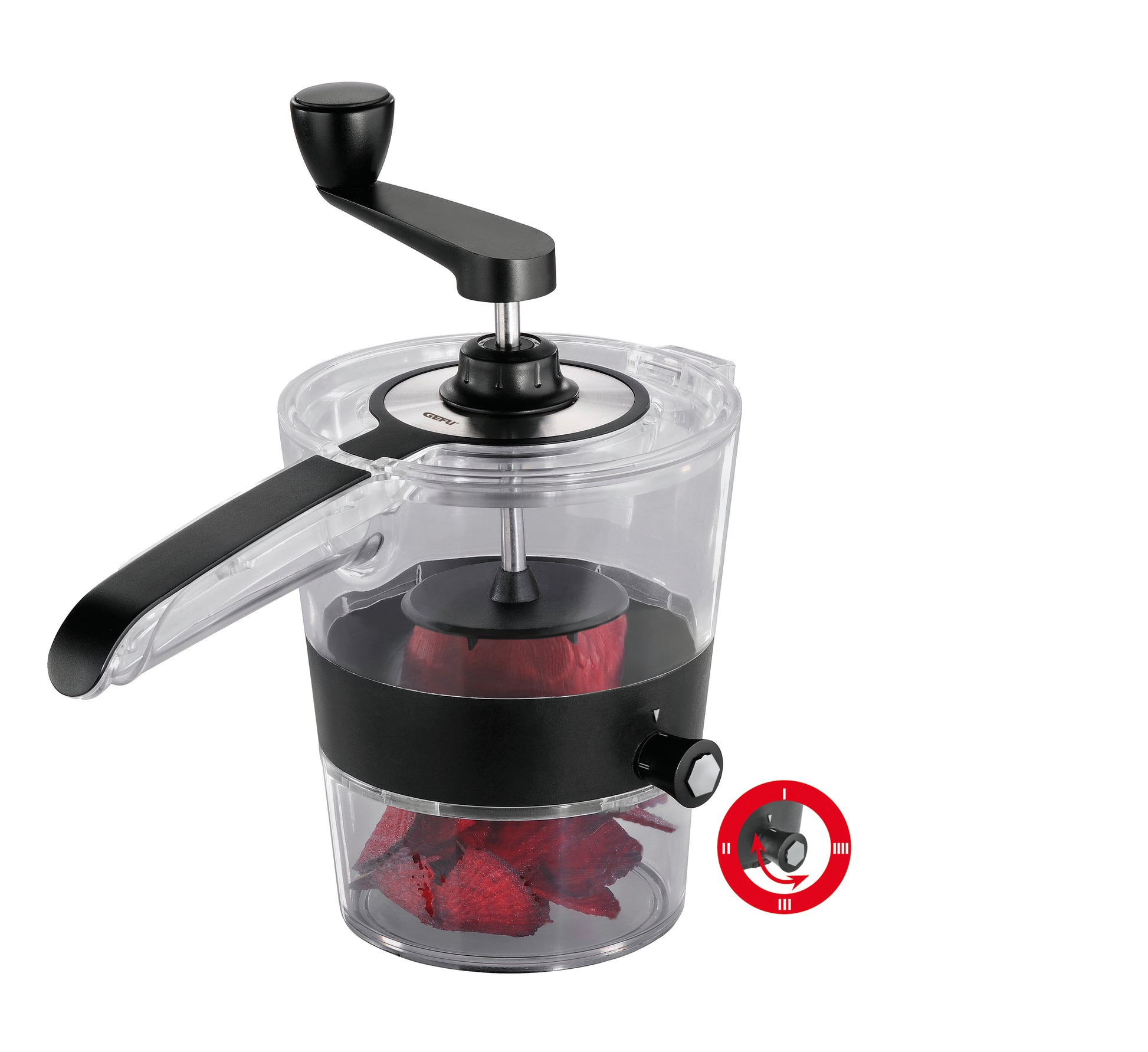 Einstellbare Schnittstärke beim schneiden mit Spiralschneider SPIRALFIX® von GEFU